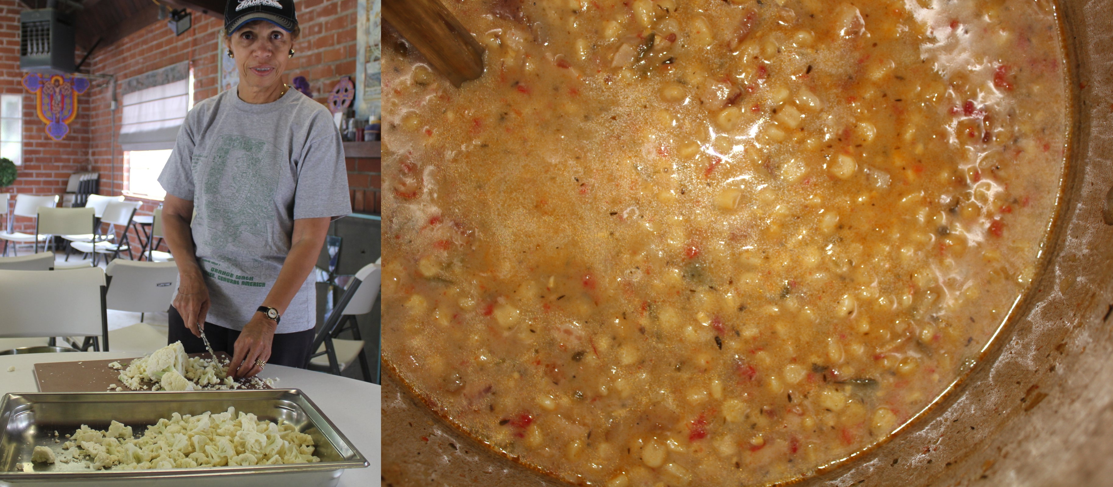 Gerry with cauliflower and our Corn Chowder-full strength