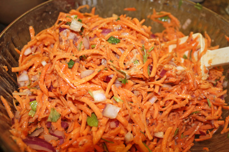 Latke mix - yams, carrots, red onion, cilantro