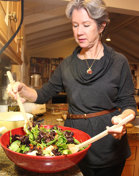 Patti of Worth the Whisk tossing her salad
