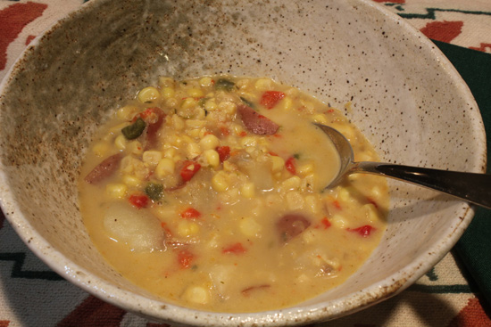 Corn Chowder ready to warm your heart and soul!