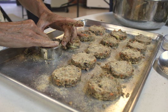 Form veggie burgers into slider-sized patties using a round cutter. 