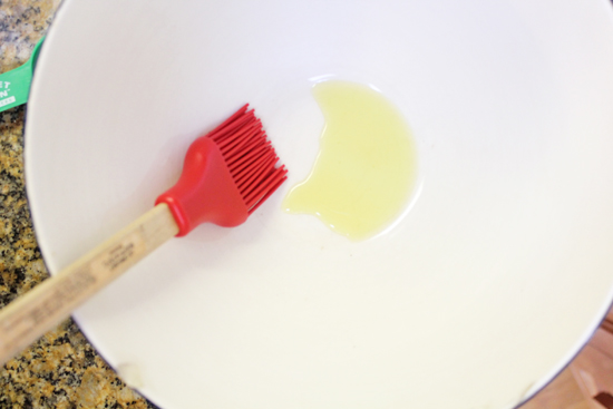 Brush the bowl with olive oil.