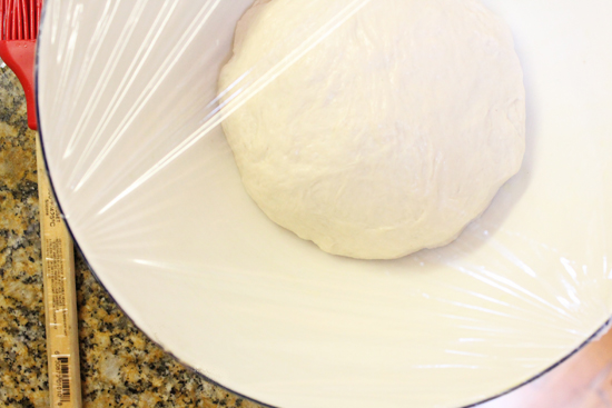 Shape the dough into a ball and cover the bowl with plastic wrap.